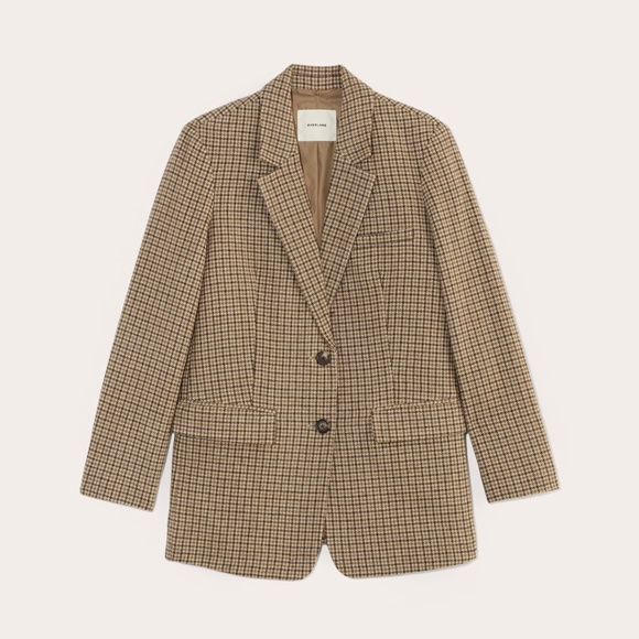 Everlane Women's Oversized Blazer in Wool in Camel Houndstooth, Size 10 - Picture 1 of 4